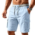 thumbnail image 2 of Utoimkio Men's Striped Elastic Waist Drawstring Cargo Shorts,Multi Side Flap Pocket Lightweight Casual Knee Length Outdoor Work Shorts, 2 of 5