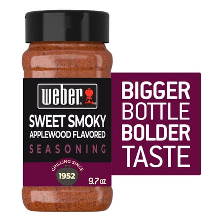 Weber Sweet Smoky Applewood Flavored Seasoning, Applewood Seasoning Blend, 9.7 oz Bottle