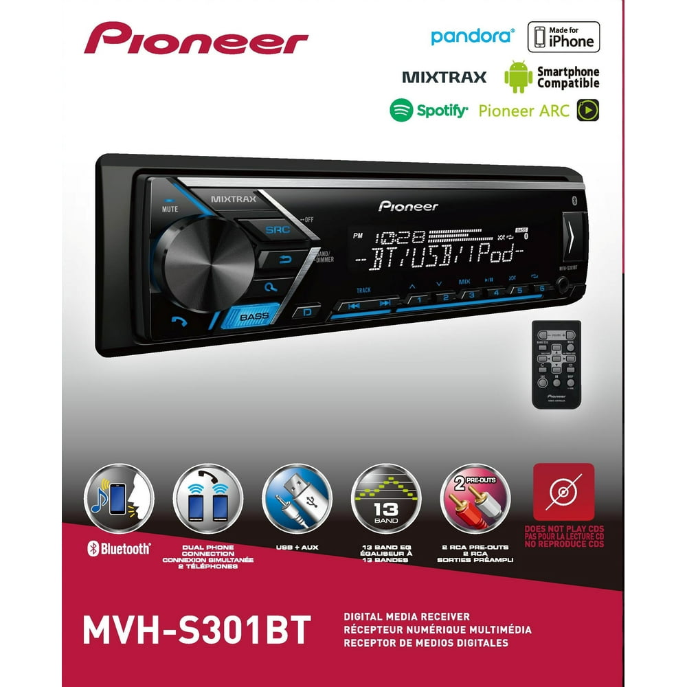 "Pioneer MVHS301BT Digital Media Receiver with Builtin Bluetooth
