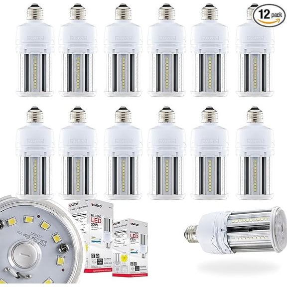 22W LED HID Replacement - 80 CRI - 5000K - Type B - Ballast Bypass - Medium base - Economy Hi-Pro - 12-PACK