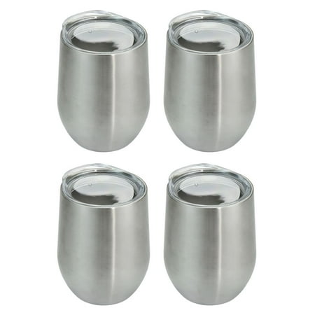 Palmetto Double Wine - Southern Homewares Stainless Stemless Double Wall Wine Glass, Set of 4