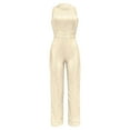 thumbnail image 5 of lulshou Jumpsuits for Women, Women'S Solid Color High-Waisted Sleeveless Round Neck Off-The-Shoulder Sequin Slim Long Sequin Romper Women's Jumpsuits, Rompers & Overalls, Beige L, 5 of 5