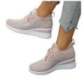 thumbnail image 3 of Willtoo Women's Glittery Rhinestone Fashion Breathable Wedge Sneakers, Orthopaedic Mesh Platform Sneakers Sparkly Bling Wedding Dressy Tennis Shoes for Bride Pink, 3 of 6
