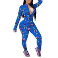 thumbnail image 1 of Women Long Sleeve Front Zipper Bodycon Jumpsuit Rompers Overall, 1 of 6