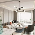 thumbnail image 2 of Chandelier Black Ceiling Lighting Metal Retro Industrial Vintage Pendant Lighting with 8 Lights use E26 Light Bulb for Indoor Kitchen Island Dining Room Living Room Hallway（8/10 lights-Black）, 2 of 8