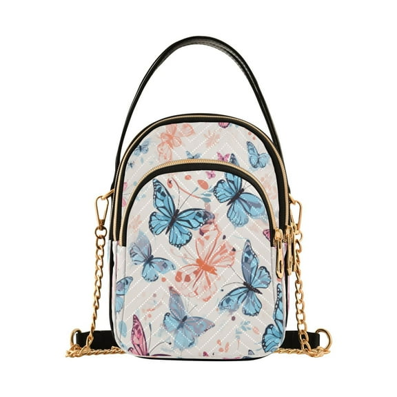 ALAZA Chain Crossbody Bags for Women Butterfly Multicolor Shoulder Handbag Phone Purse