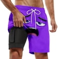 thumbnail image 5 of TrendOFT Men's Swim Trunks Funny Face Print Elastic Drawstring Waist Board Shorts Summer Casual Beach Resort Stretch Bathing Suit Purple L, 5 of 5