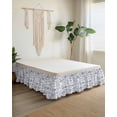 thumbnail image 2 of Pastoral Flowers Wrap Around Bed Skirts for California King Bed 18" Drop,Bed Skirt with Adjustable Elastic Belt Dust Ruffle Bed Valance for Bedroom Vintage Haze Blue Farmhouse Plant Bed Frame Cover, 2 of 7