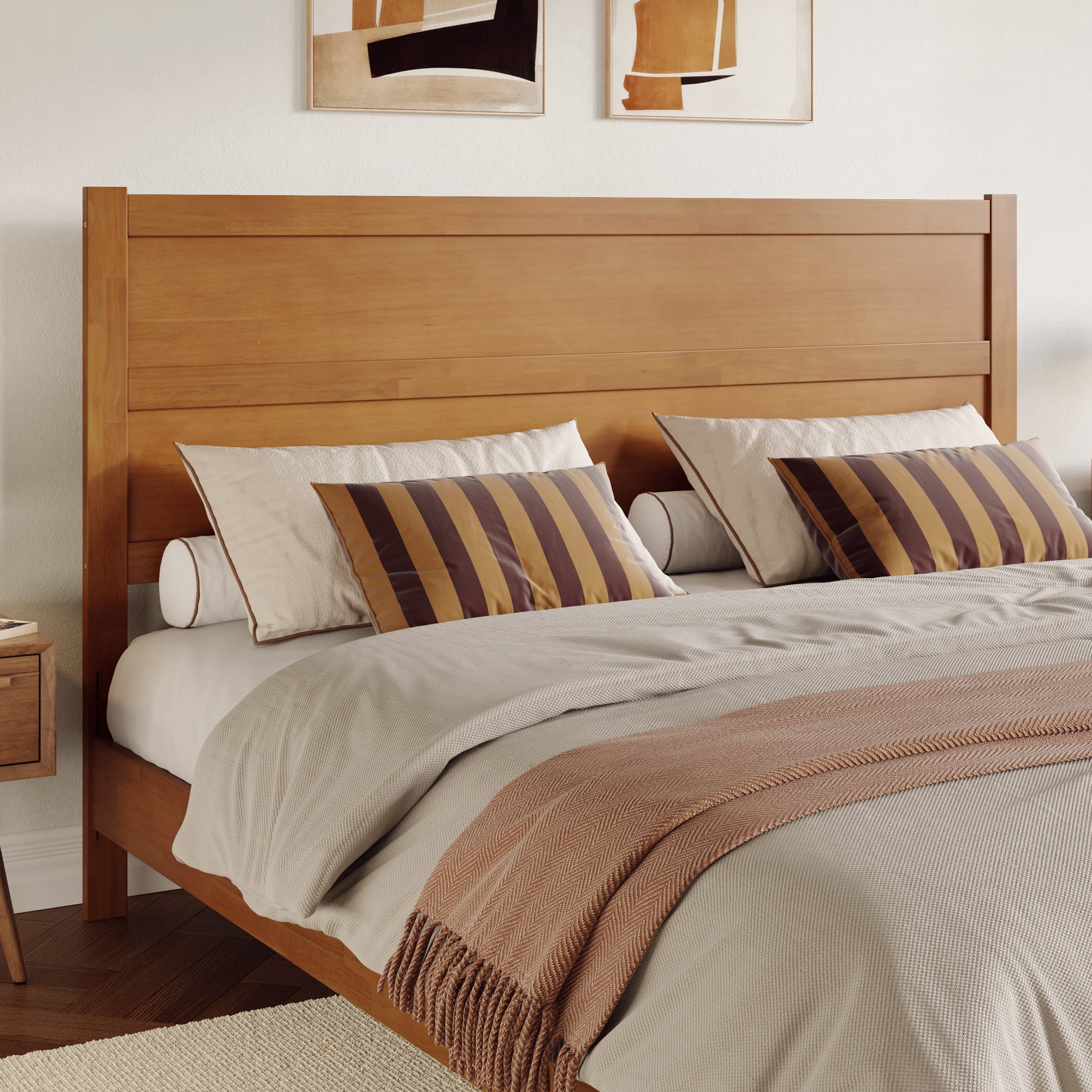 AFI Aveline King Modern Panel Wood Headboard, Light Toffee