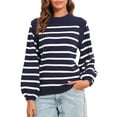 thumbnail image 3 of PrettyGuide Women's Casual Crewneck Lantern Sleeve Sweaters Flutter Shoulder Chunky Knit Pullover Sweater Tops, 3 of 8