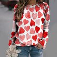 thumbnail image 2 of Valentine's Day Shirt for Women Love Heart Print Long Sleeve Tops Casual Loose Crewneck Sweatshirt Graphic Gift Blouses, 2 of 5