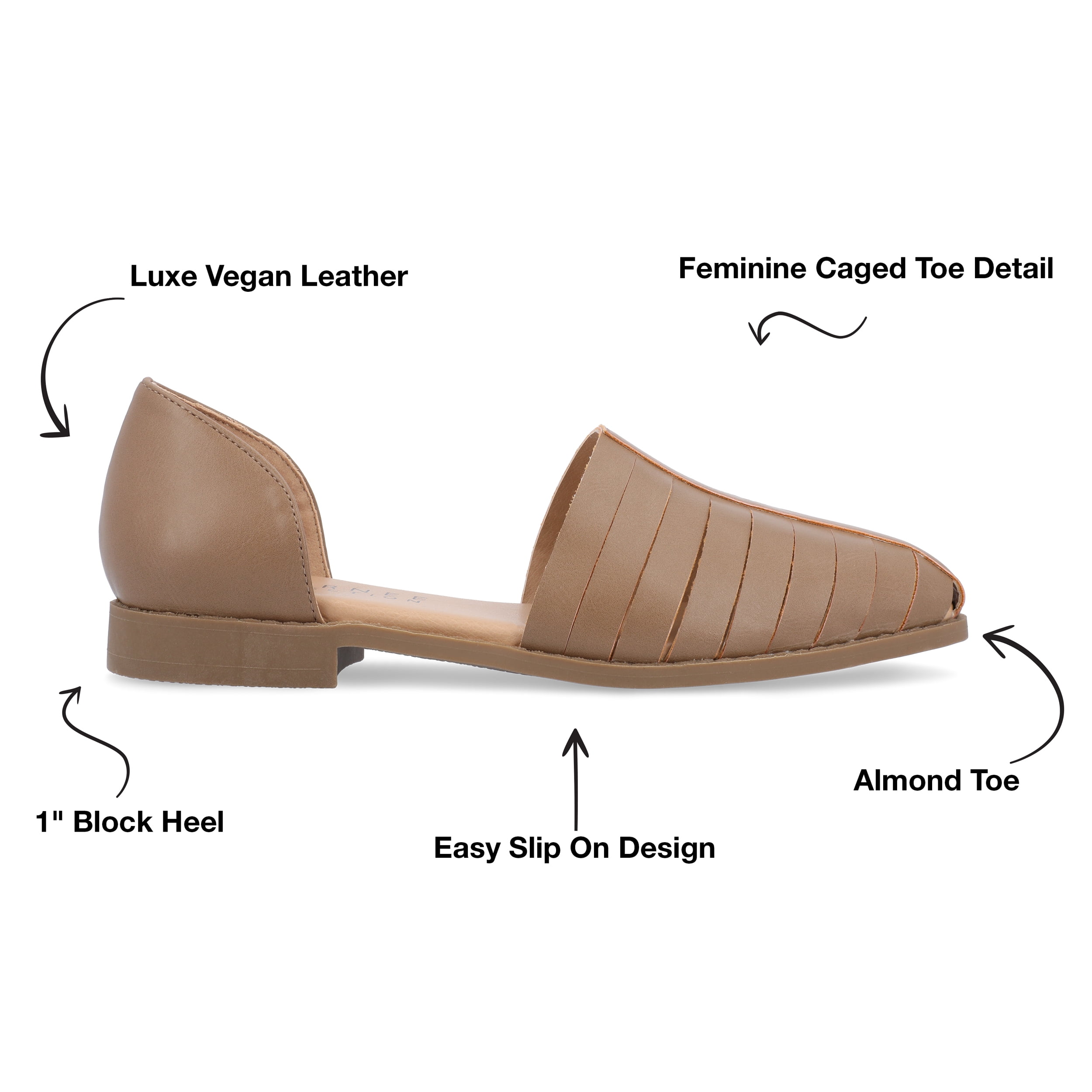 Journee Womens Anyah Ankle Cuff Slip On Almond Toe Flats