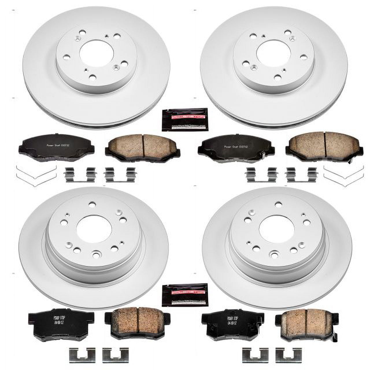 PowerStop Front and Rear Geomet Coated Brake Rotor and Pad Kit Fits: HONDA Select Models CRK6171
