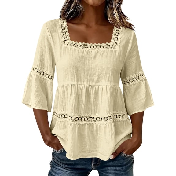 Bovemsi Oversized Tshirts for Women Comfort Round Neck 3/4 Sleeve Pleated Front Printed Trendy Tops for Women Trendy XXL