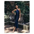 thumbnail image 5 of Vestido midi elegante de mujer, brillante, metálico, con cuello halter, sin mangas, sin espalda, bodycorn, largo, vestidos de dama, batas de noche para club, 5 of 5