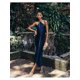 thumbnail image 5 of Vestido midi elegante de mujer, brillante, metálico, con cuello halter, sin mangas, sin espalda, bodycorn, largo, vestidos de dama, batas de noche para club, 5 of 5