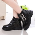 thumbnail image 6 of Girls Cute Ankle Boots PU Leather Buckle Closure Dress Booties Trendy Simple Design Low Heel Soft Sole Shoes Black 1 Big Kids, 6 of 7