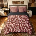 thumbnail image 3 of Manfei Simple Giraffe Print King Bedding, Minimalist Abstract King Bed in a Bag, Brown Red, Black Reversible, 7pcs, 3 of 6
