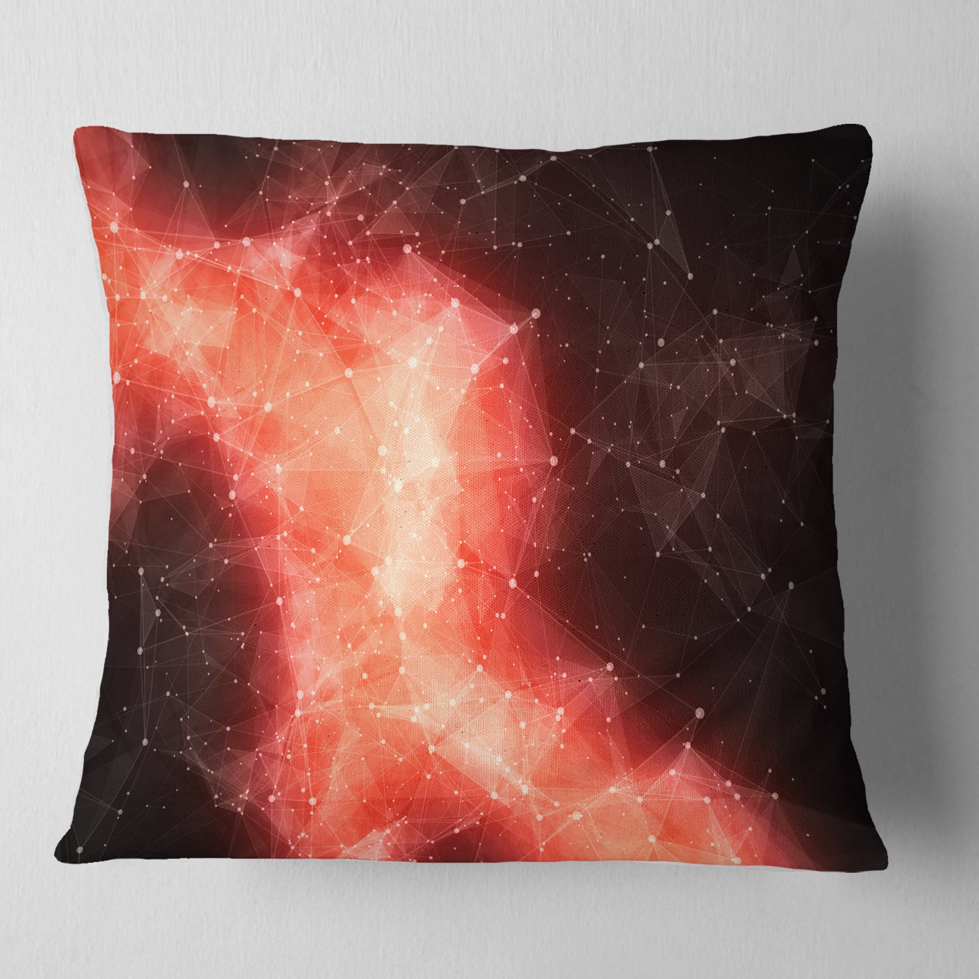Designart Red Nebula in Cosmos - Contemporary Throw Pillow - 18x18