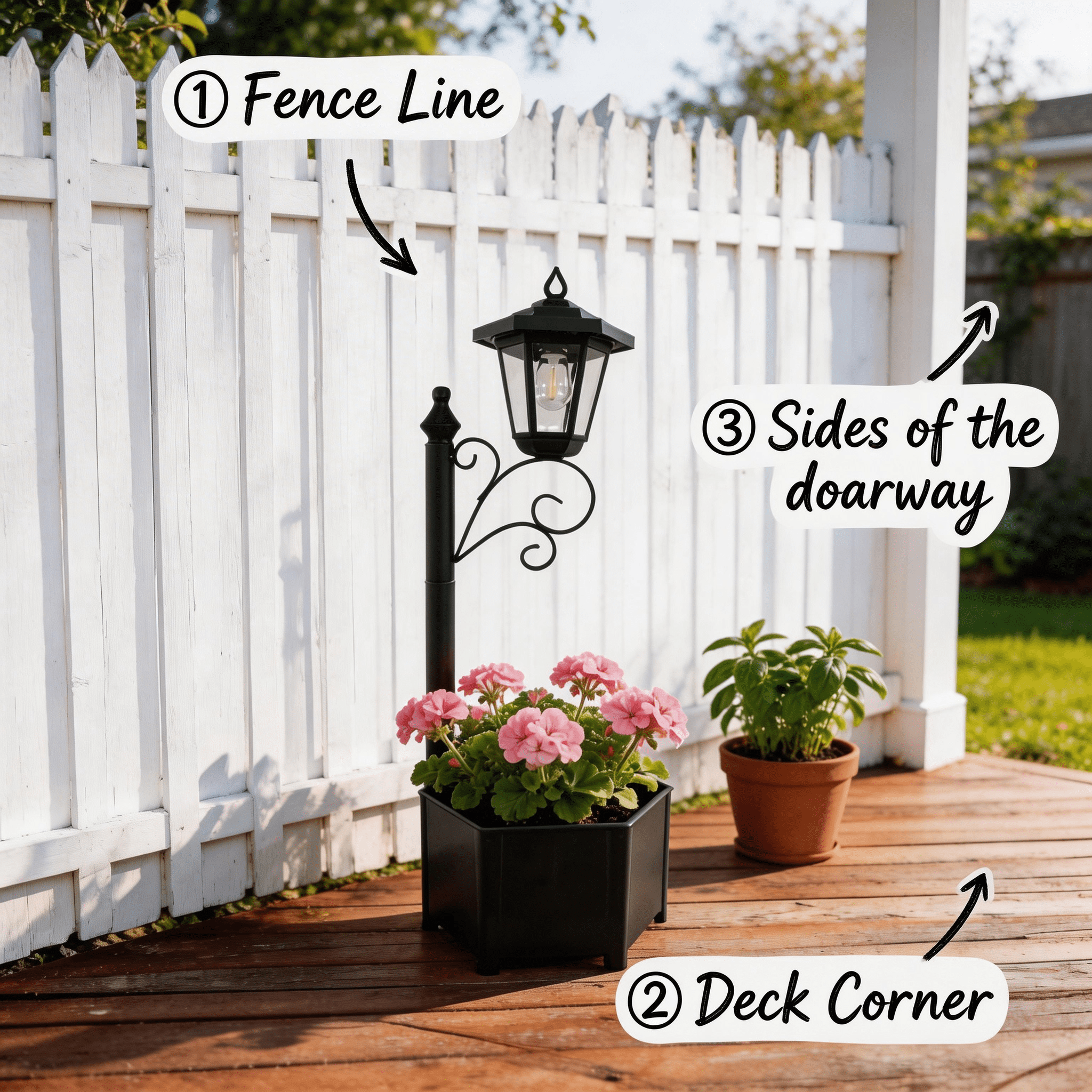 DJGIFI 73cm Solar Pathway Light with Planter,  Auto On/Off Outdoor Garden Light, LED Bulb for Patio