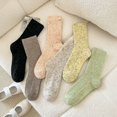 thumbnail image 3 of Xiao Hua 3 pares de calcetines de lana de otoño e invierno con hilo de puntos marrones, calcetines de cuello redondo cálidos e informales, cómodos para el uso diario en climas fríos, talla única, 3 of 5