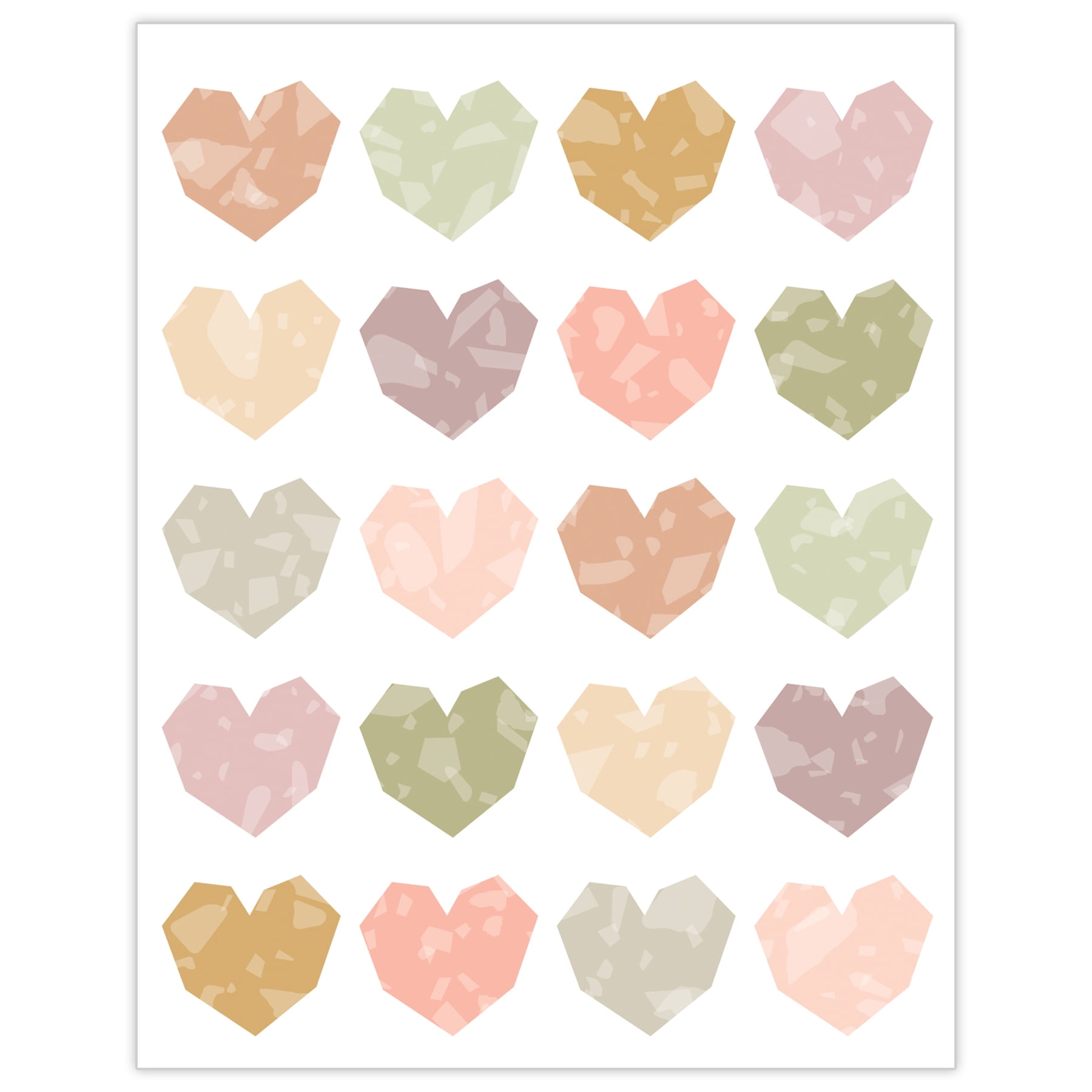 Teacher Created Resources Terrazzo Tones Hearts Stickers, 120 Per Pack, 12 Packs