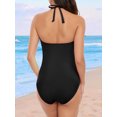thumbnail image 2 of Women's One-Piece Swimsuit, Sexy Ruched Deep V-Neck Monokini, Shaping Tummy-Control Ruffle Bathing Suit, 2 of 6