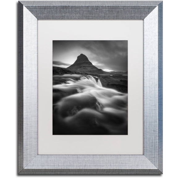 Trademark Fine Art "Kirkjufell" Canvas Art by Mathieu Rivrin, White Matte, Silver Frame
