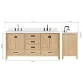 thumbnail image 5 of ARIEL Cambridge 73 Inch Double Rectangle Sink Bathroom Vanity With Pure White Quartz Countertop 1.5 Inch Edge In Oak, 5 of 7