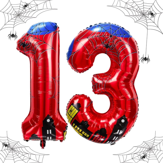 Globos de aluminio Laackys con diseño de araña, número 40 cm, para fiestas