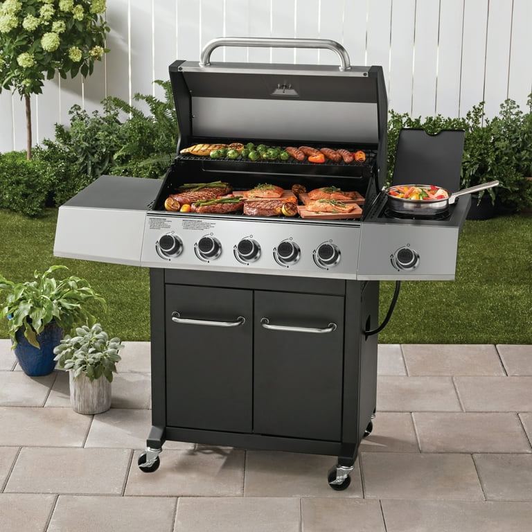 Expert Grill Gas Grill, Burner Propane Gas Grill with Wheels and