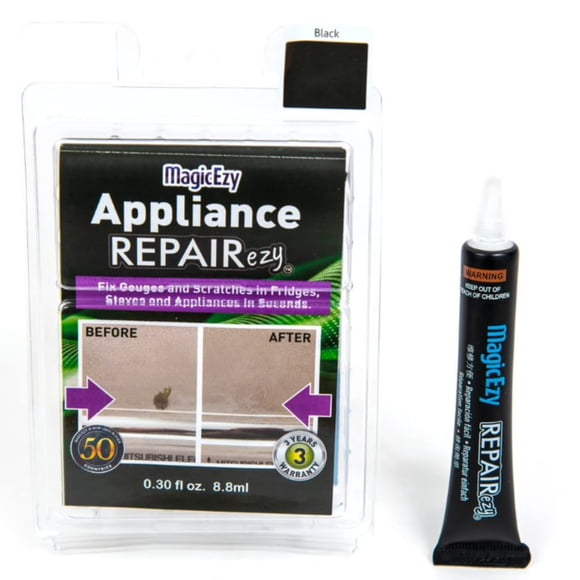 MagicEzy Appliance RepairEzy - (Black) - Appliance Touch Up Paint Scratch Repair for Stove, Microwave, Fridge - Enamel, Metal, Stainless Steel - Strong Epoxy