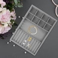 thumbnail image 4 of HOOWIFFY Elegant Grey Jewelry Tray for Drawer Organizer with Large Capacity and Display Stand, 4 of 8