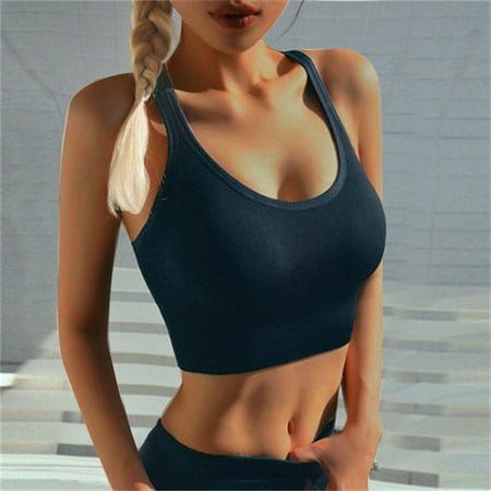 HCURIBAD Wireless Bras for Women Clearance! Women s Sports Tops Fitness Bra Hollow Breathable Running Bra Yoga Sportswear Backless Bra Sports Bras for Women Yoga Bra Black L