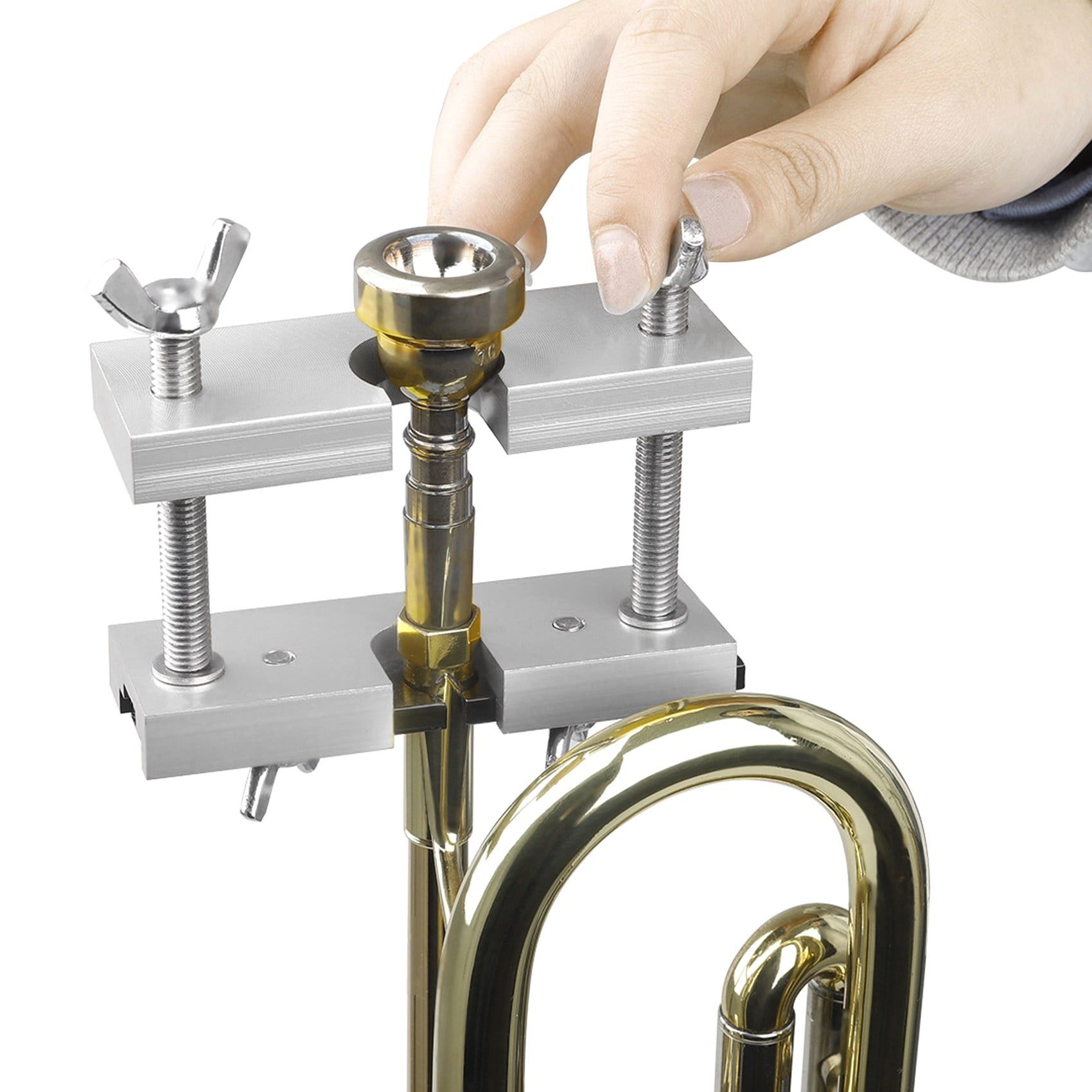 Mouthpiece Puller Tool Adjustable 3.94 x 4.33 inch (Silver)