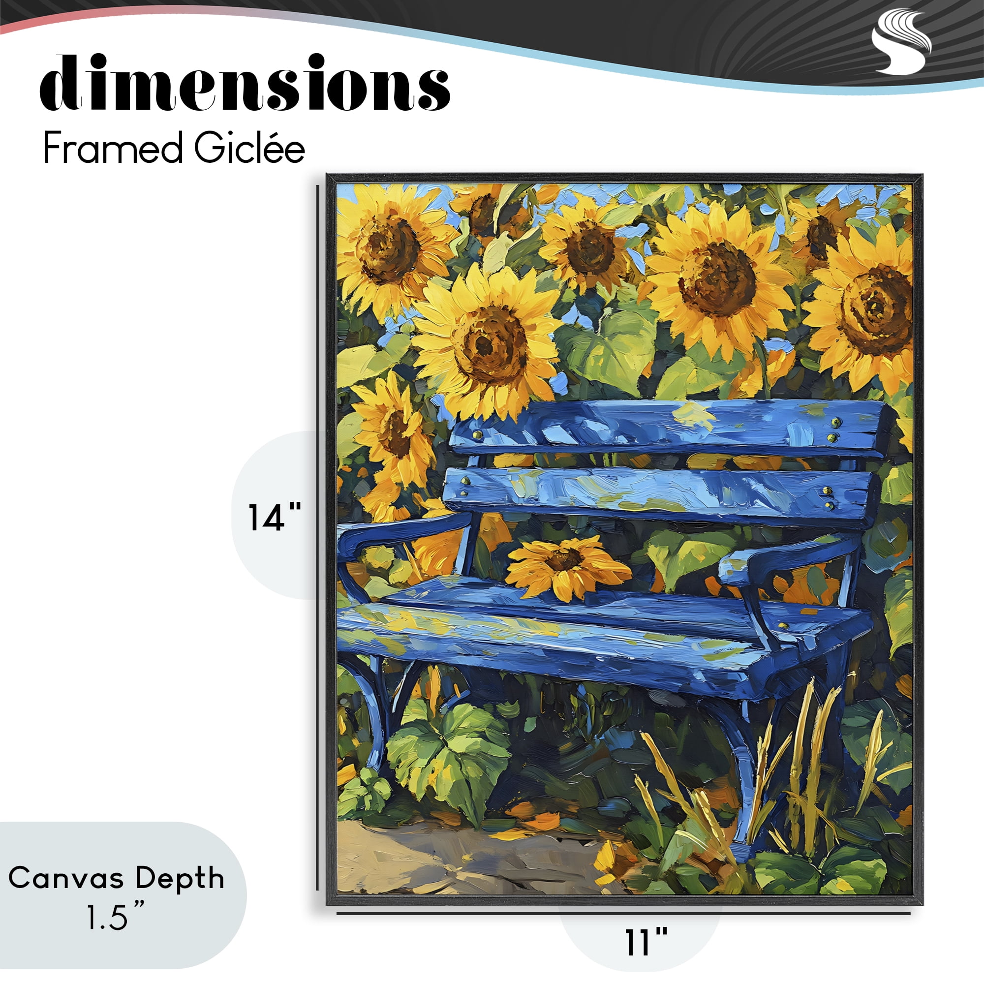Stupell Industries Bench in Sunflower Field Black Framed Giclee Art, design by Creative Studio