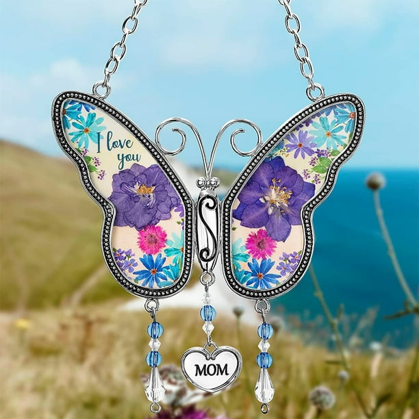 Decoración de ventana de mariposa vidrieras colgantes carillón de viento regalos para mamá y madre