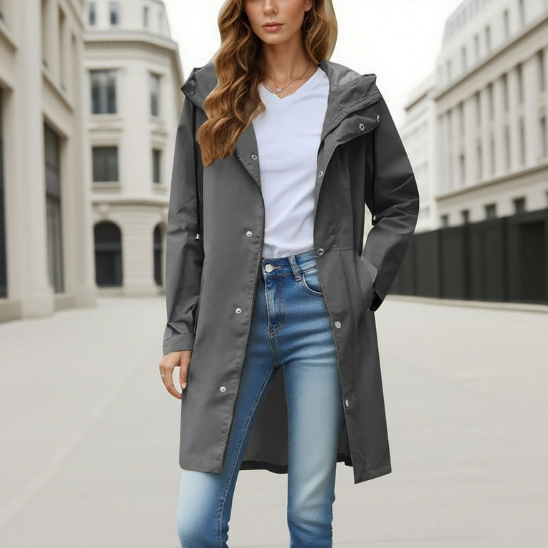 Plus Size Rain Jackets for Women Long Lightweight Waterproof