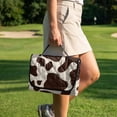 thumbnail image 4 of COEQINE 2-in-1 Golf Cart Seat Cover & Carry Bundle, Folds Like a Bag with Handle, Universal Fit for Two-Seaters, 4 Storage Pockets, Machine Washable Polyester, Cute Brown Cow Print, 4 of 8
