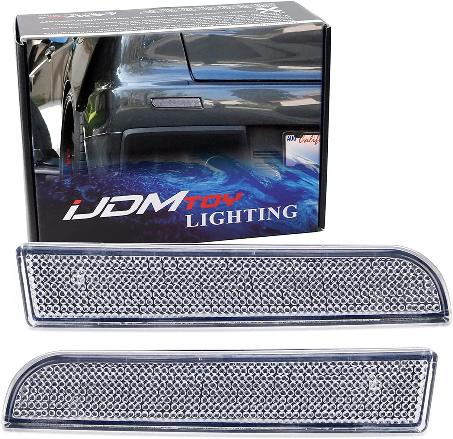 IJDMTOY Clear Lens Rear Bumper Reflector Lenses For 2009-2014 Acura TSX (Euro Accord) - LH RH Set