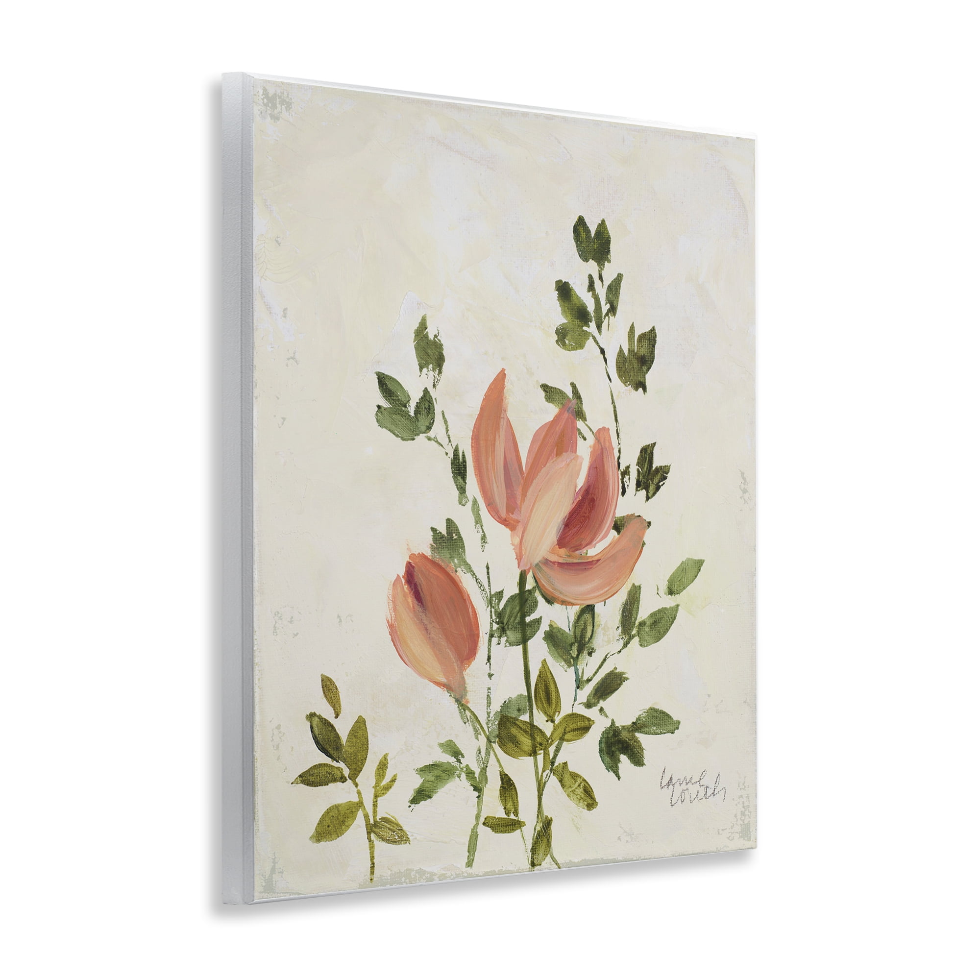 Stupell Industries Pink Florals Vintage Leaves Floral & Botanical Painting Unframed Art Print Wall Art, 11 x 14