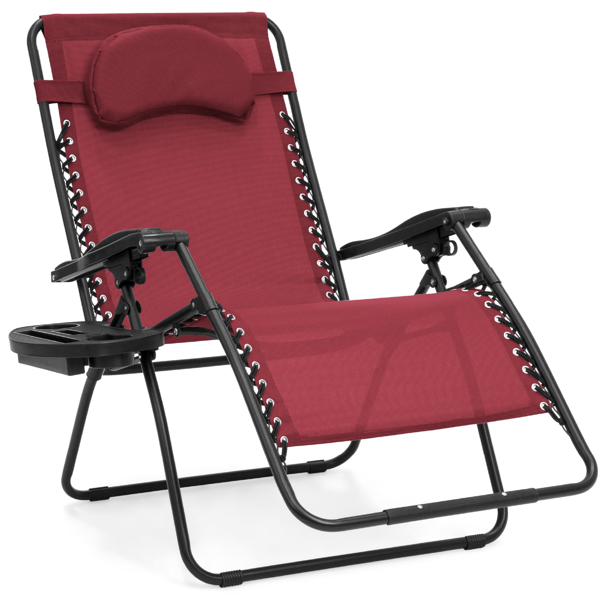 Zero Gravity Extra Large Oversized Reclining Patio Chair W/Cup Holder and Pillow 