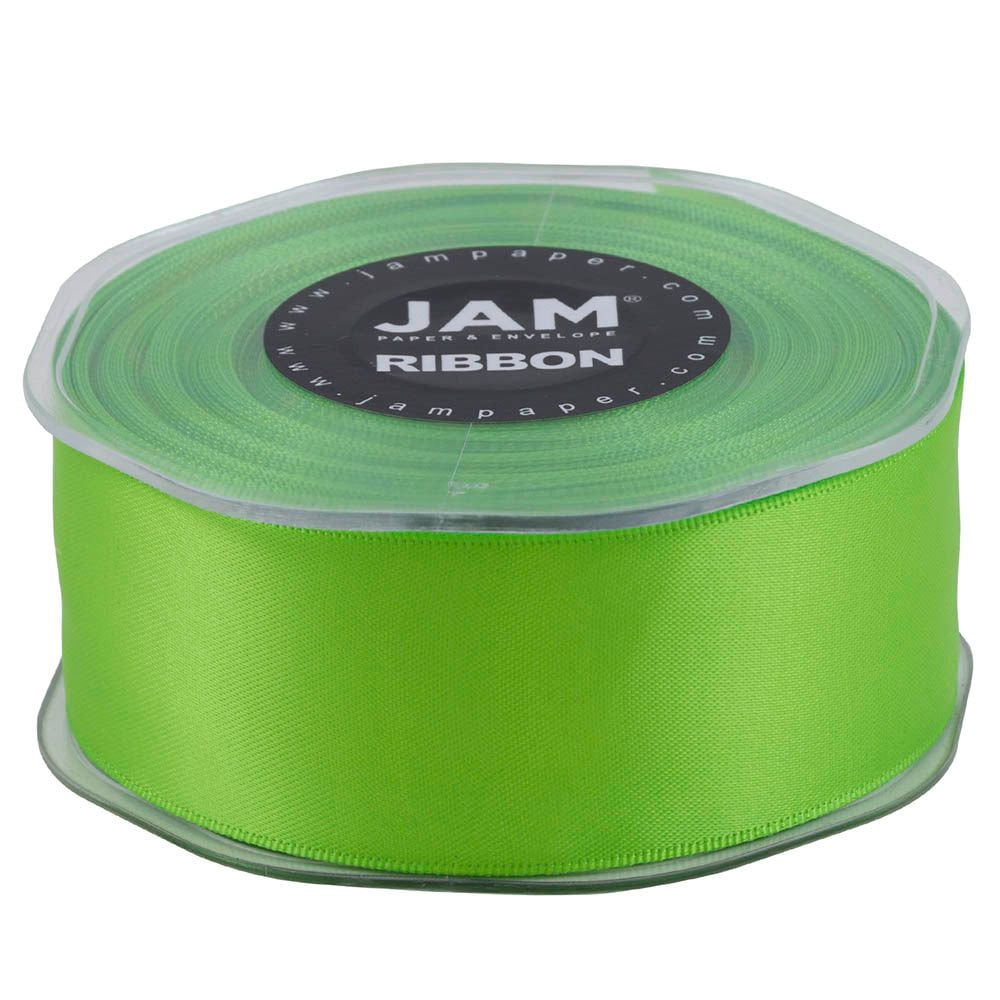 JAM Paper Lime Green Ribbon, 1 1/2in x 25yds, 1 Pack