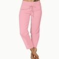 thumbnail image 2 of Diufon Plus Size Capris Pants for Women Solid Color Legging Pants High Waist Drawstring Pants, 2 of 7