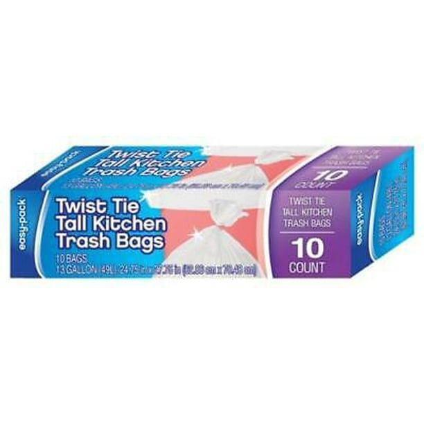 6pk FLP 1319 EasyPack Twist Tie Tall Kitchen Trash Bag, 13 Gallon