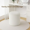 thumbnail image 3 of Round Boucle Ottoman with Storage Set of 2, White Ottoman Poufs for Living Room, Sherpa Storage Ottoman Stool, Cute Teddy Foot Rest, White Makeup Vanity Stool Chair, Small Coffee Table, 3 of 15