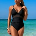 thumbnail image 7 of Puntoco Swimsuit for women 2025 Clearance Women's One Piece Swimsuit Crisscross Tummy Control Bathing Suit High Waisted Ruched Classic Retro Swimwear Black 4-6(S), 7 of 7