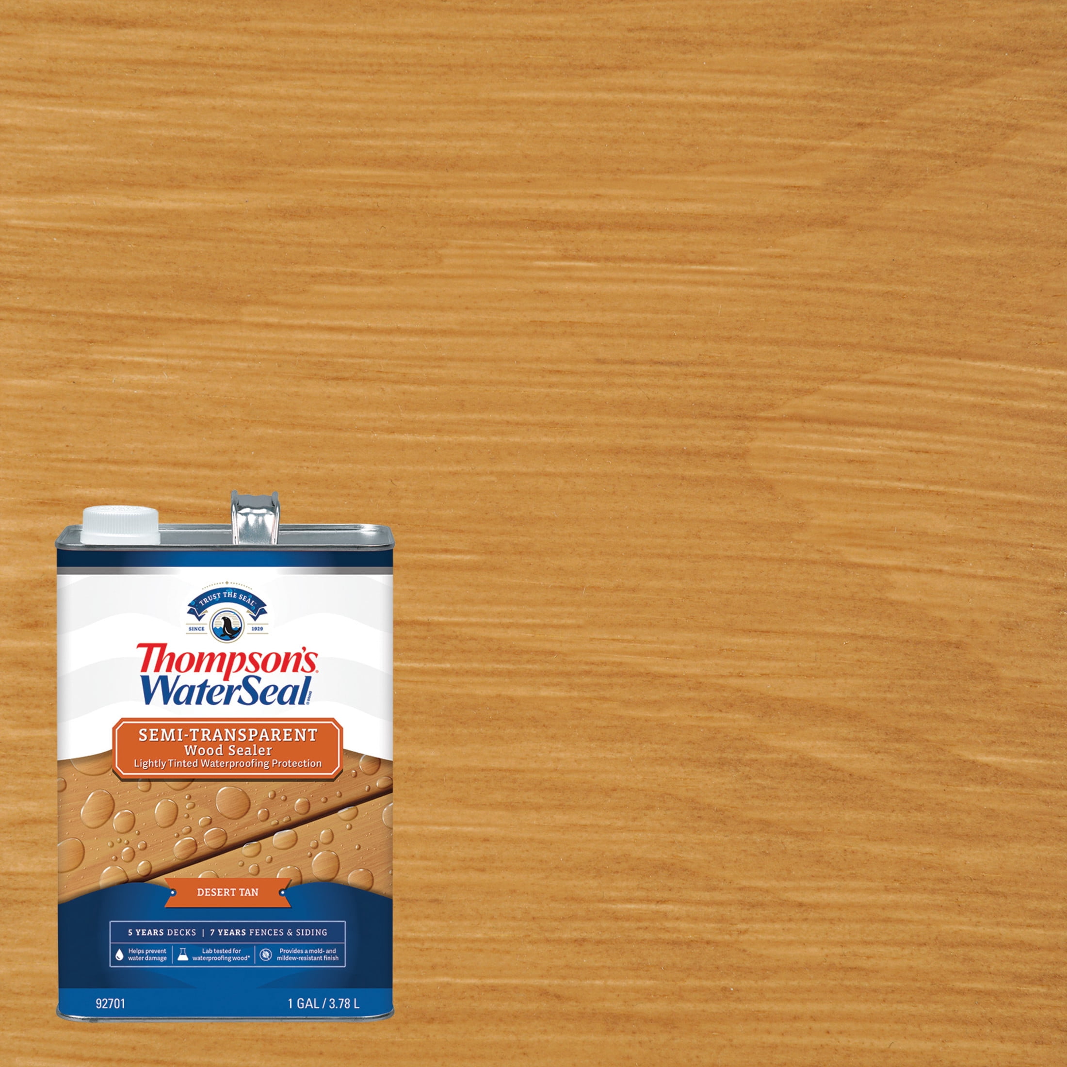 (2 pack) Thompson's WaterSeal Exterior Wood Sealer, Semi-Transparent, Desert Tan, 1 gal