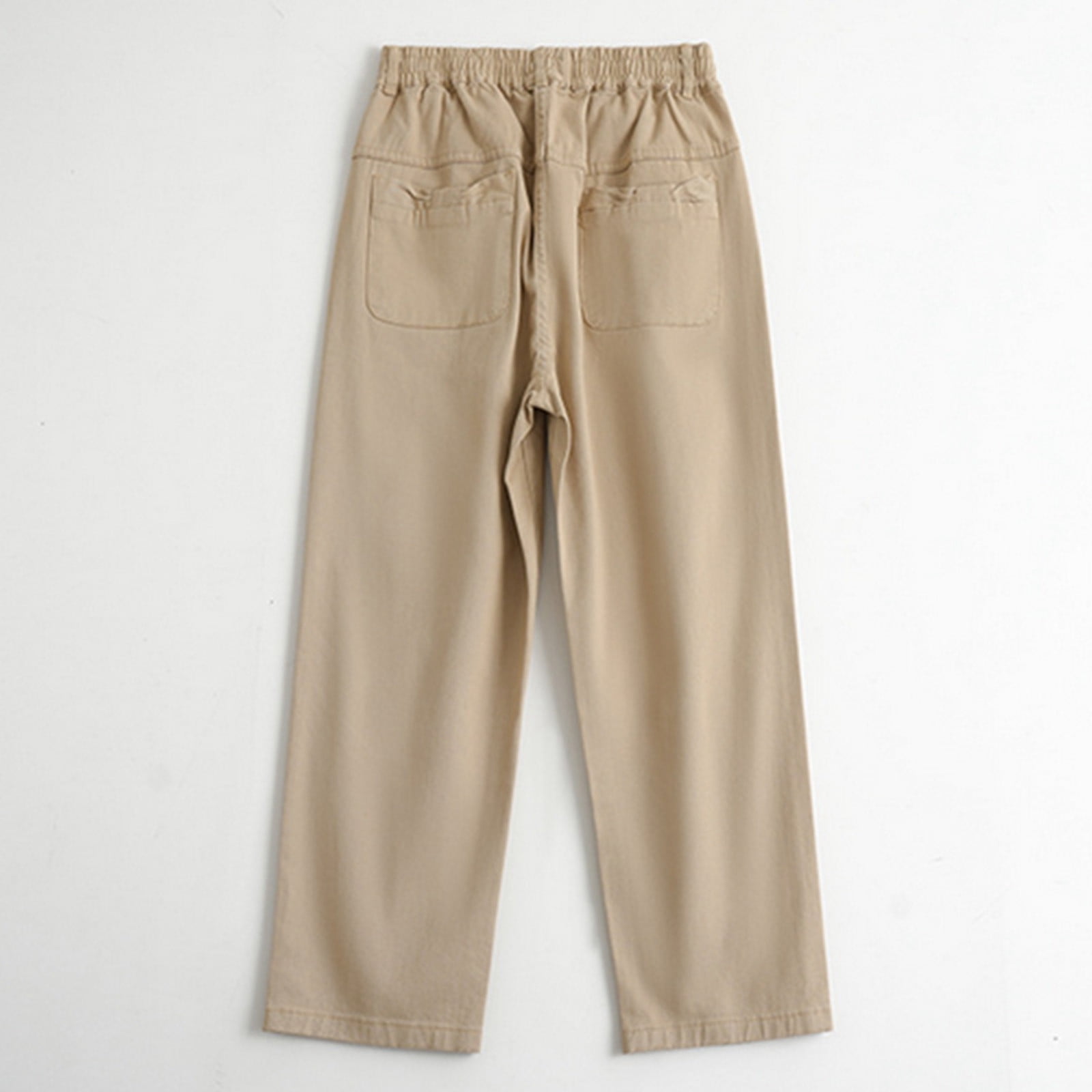 Wdgfv Boys Bootcut Jeans Boys Pants Comfortable Khaki School Trousers High Waist Straight Leg for Casual Daily Wear Kids Outfit Khaki 13-14 Years