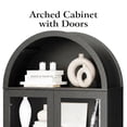 thumbnail image 5 of Aisword 71" Tall Arched Bookcases, 5-Tier Modern Farmhouse Bookshelf with Adjustable Shelves & Sliding Doors, Wood Display Storage Cabinet for Living Room, Office, Black Withdoors, 5 of 7